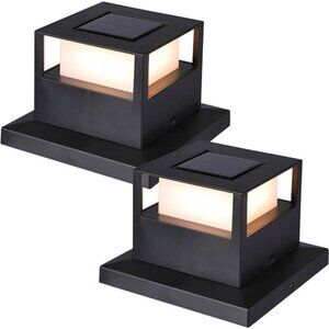 2 Pack Solar Post Lights, 20 Lumen Outdoor Warm White LED Lighting